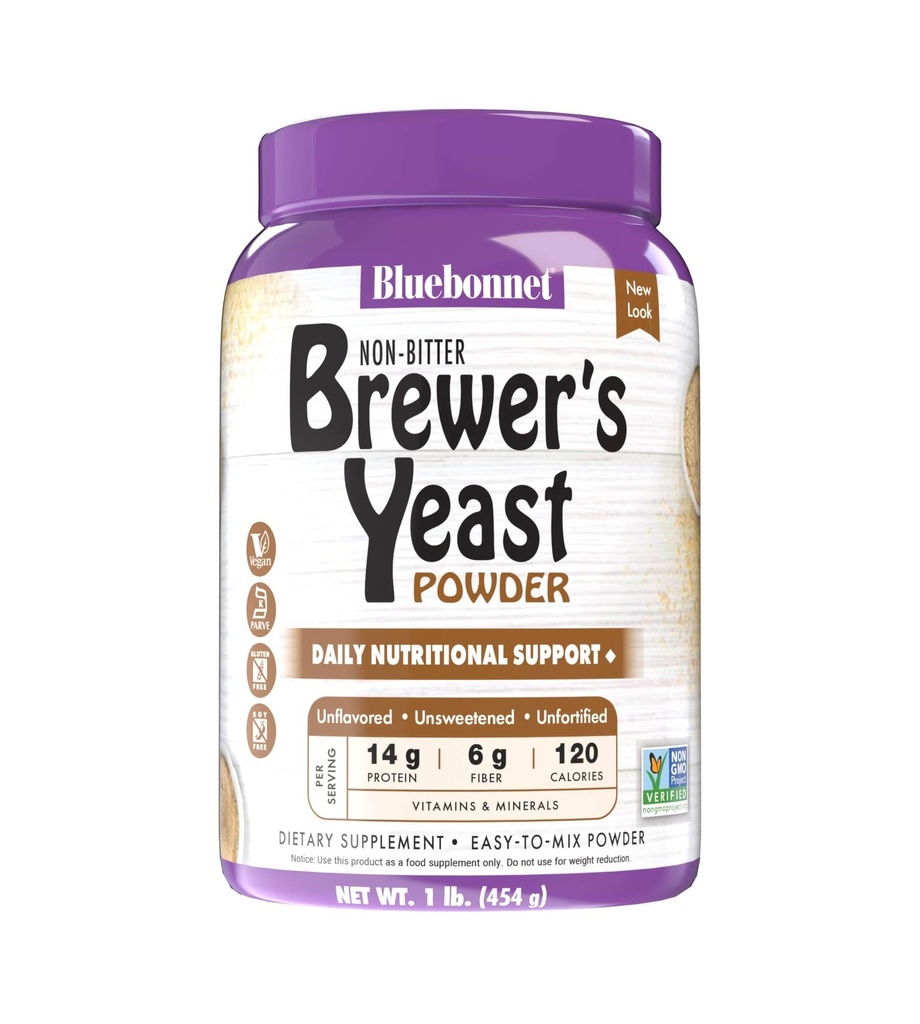 Bluebonnet Nutrition Super Earth Brewers Yeast Powder, Super Food, Whole Food, Source for Vitamins, Great Tasting, Vegan, Vegetarian, Non GMO, Gluten Free, Soy Free, Milk Free, Kosher, 1 lb