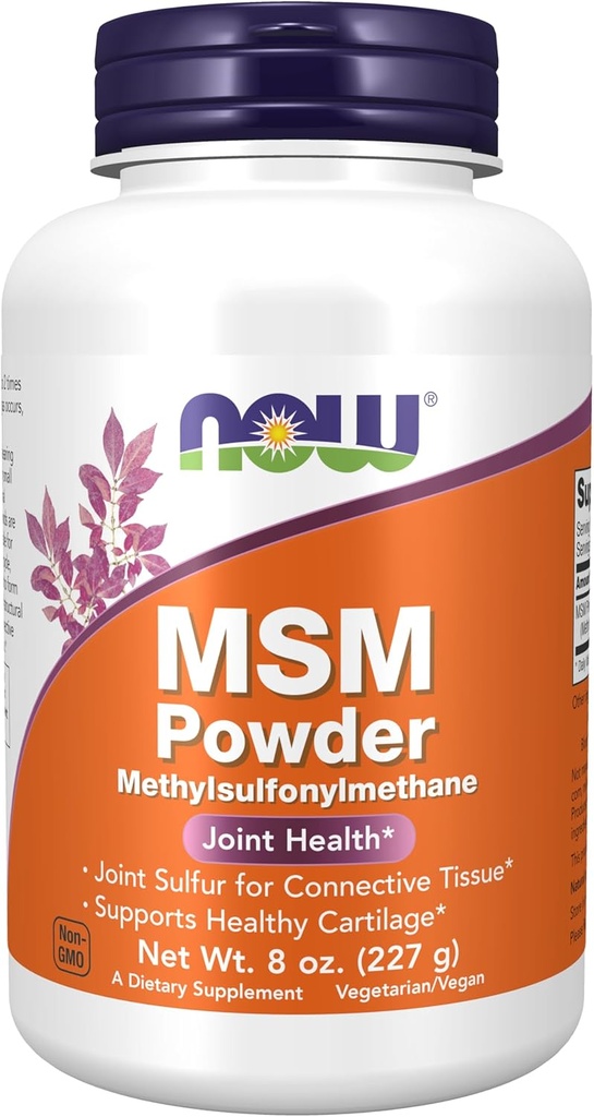 NOW Foods Supplements, MSM (Methylsulfonylmethane) Powder, Supports Healthy Cartilage*, Joint Health*, 8-Ounce