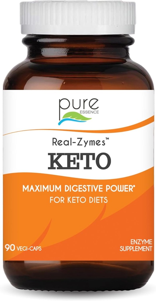 Real-ZymesTM KETO Supplément aux enzymes digestives avec des probiotiques pour une meilleure digestion - Support naturel pour le soulagement du blottis, du gaz, de l'éblouissement, de la diarrhée, de la constipation, de l'IBS, etc. - 90 capsules
