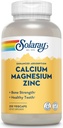 SOLARAY Supplément au zinc de magnésium de calcium - avec du calcium 1000mg, du magnésium 500mg - Santé osseuse, fonction musculaire, santé cardiaque et soutien immunitaire - Vegan, garantie de 60 jours, 62 portions, 250 VegCaps