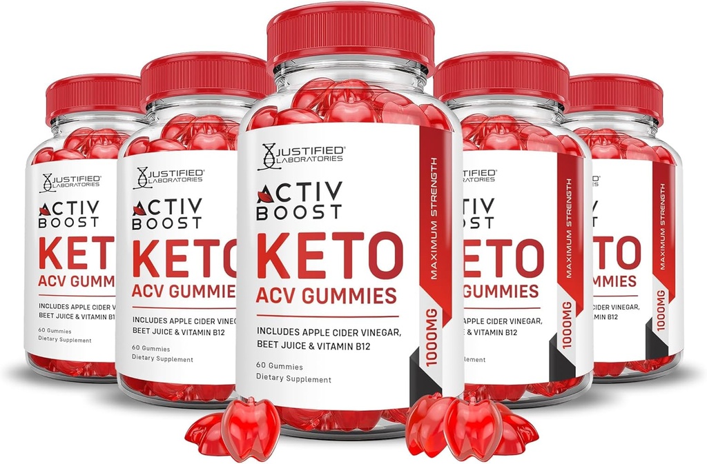 Laboratoires justifiés (5 Pack Activboost Keto Acv Gummies Advanced Formula 1000MG Active Boost Formulé avec Pomegranate Beet Juice Powder B12 Vegan Non OGM 300 Gummys