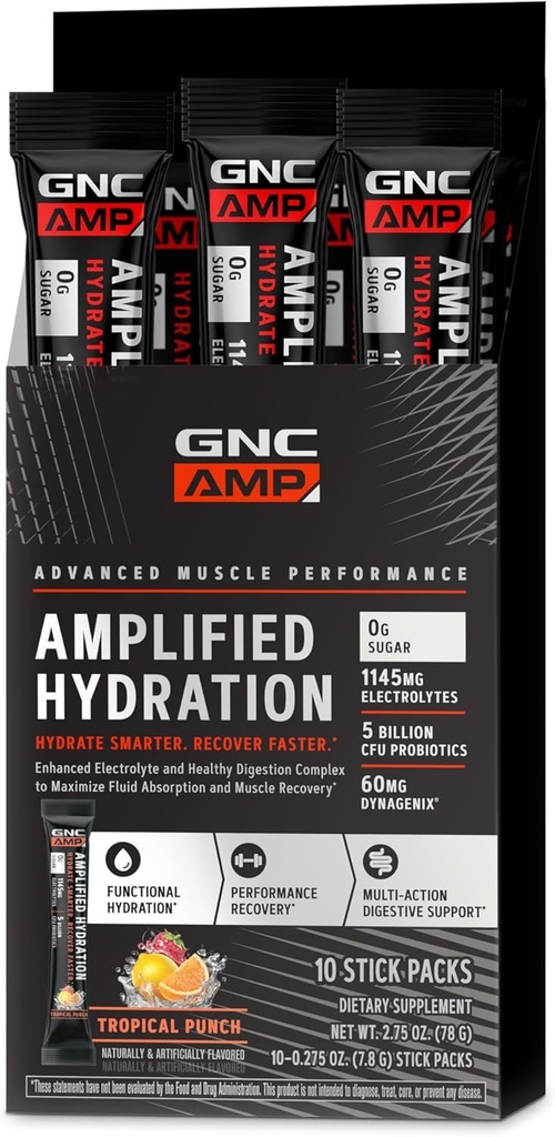GNC AMP Amplified Hydratation Mélange de poudres d'électrolytes