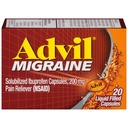 Advil Mal de tête migraine, Ibuprofène Capsules avec Ibuprofène 200mg pour le soulagement de la migraine, le soulagement de la nausée et le soulagement de la légère sensibilité - 20 Capsules remplies de liquide