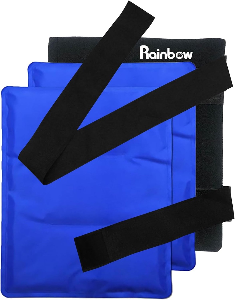 RAINBOW Gel Ice Pack pour le genou de la hanche arrière, packs de glace réutilisables pour blessures Douleur soulagement, packs de thermothérapie pour compressions froides pour chirurgie, gonflement, contusions Grandes plaques froides (11" x 14" - Pack de 2)