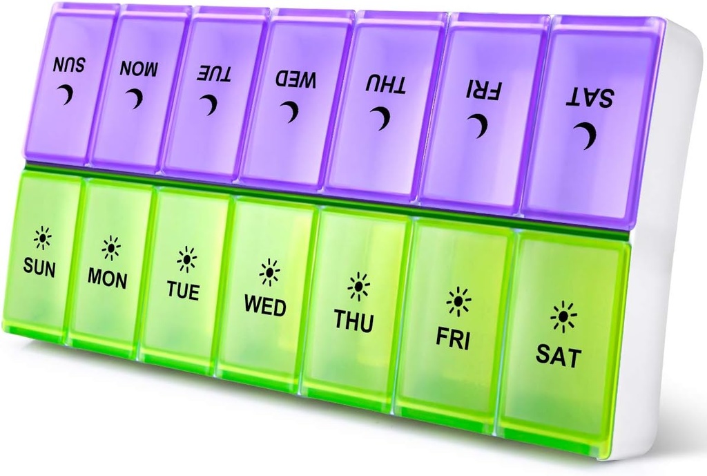 DÉSIGNATION Extra Large Pill Organizer 2 fois par jour, XL Weekly Pill Box, AM PM Pill Case, Pill Container 7 jours, Vitamine Case deux fois par jour