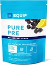 Equip Foods Pure Pre All Natural Pre-Workout Poudre de caféine de thé vert, sel de mer, EAA, vitamine C, B6, B12, L-carnitine, Agnine.