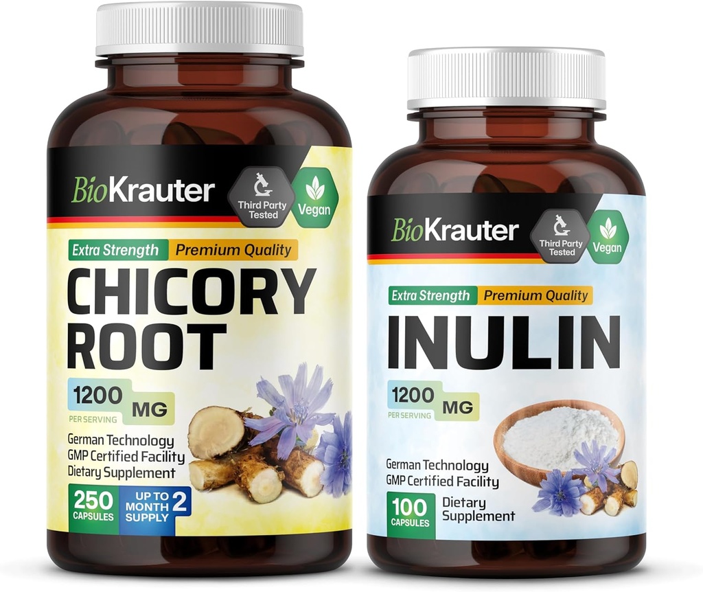 BIO KRAUTER Racine de chicorée 250 gélules et inuline 100 gélules