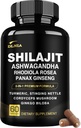 8-en-1 Shilajit pour hommes et femmes avec supplément biologique Ashwaganda Himalayan avec Rhodiola Rosea, Ginseng, Turmeric, Champignon, pour le soutien immunitaire, l'énergie, calme, Focus, Clarté, Sommeil, Cortisol