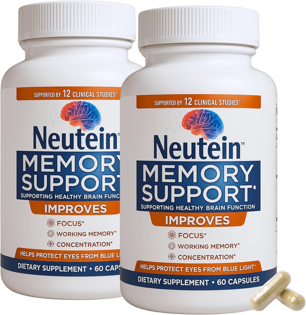 Booster Cerveau Naturel pour la Mémoire et la Santé du Cerveau - Supplément Cognitif Extra Force pour Adultes et Aînés, Fabriqué aux États-Unis (2 Pack, 120 Capsules)
