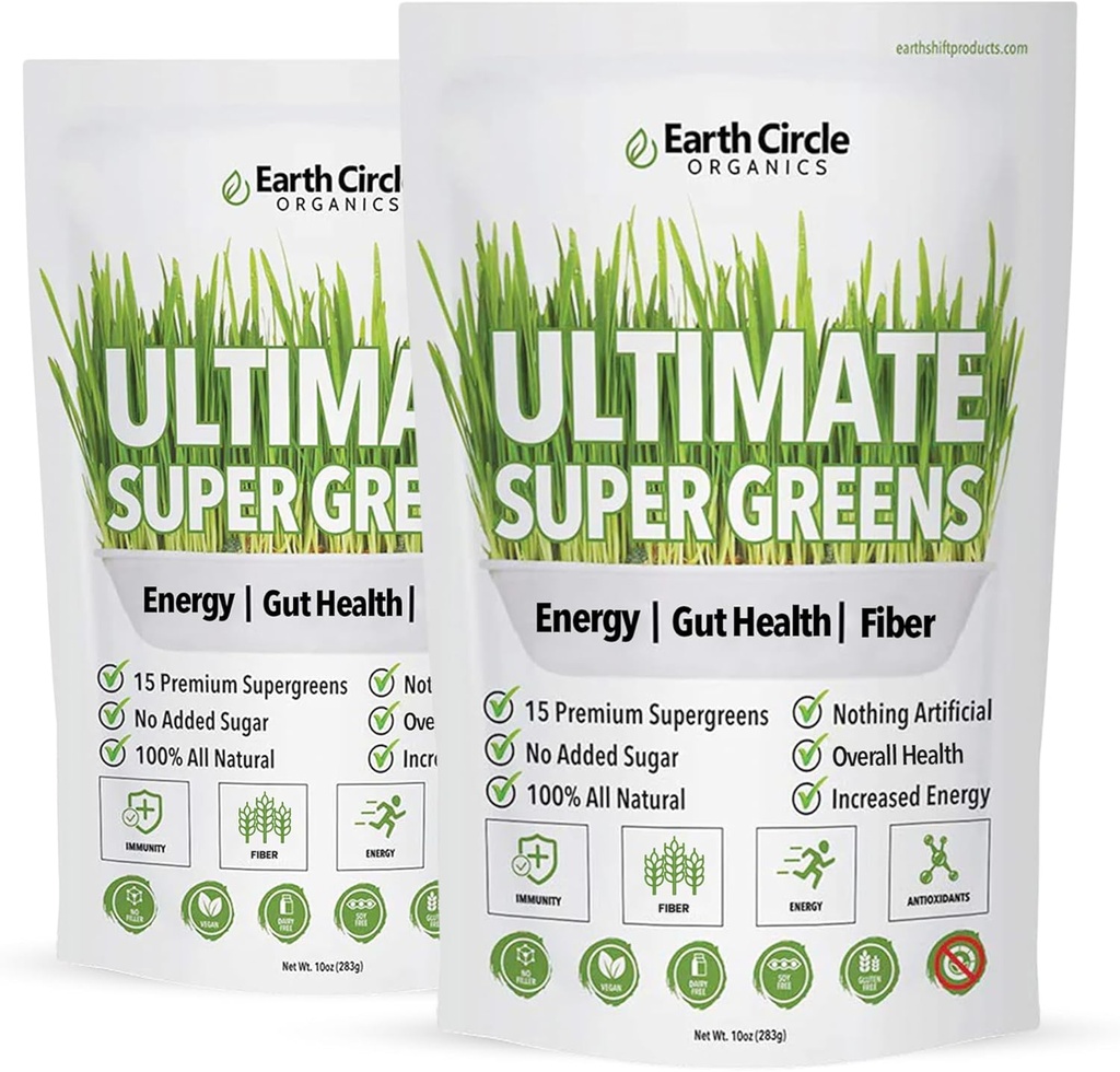 Earth Circle Organics Ultimate Super Greens Poudre 30 portions, 10 oz (paquet de 2)