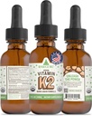Supplément Vitamine K2 RawGuru - Vitamine végétale biologique K2 MK7 avec minéraux traces - Supplément antioxydant et immunosupport Nano-processé Teinture - 30 portions de gouttes végétaliennes par 30 ml, boîte de 1