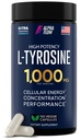 Capsules Alpha Flow L Tyrosine 1000MG - Supplément tout naturel L- Tyrosine pour Focus & Energy Boost - Non-OGM et sans gluten - Vegan 150 capsules -500mg x 2 par portion
