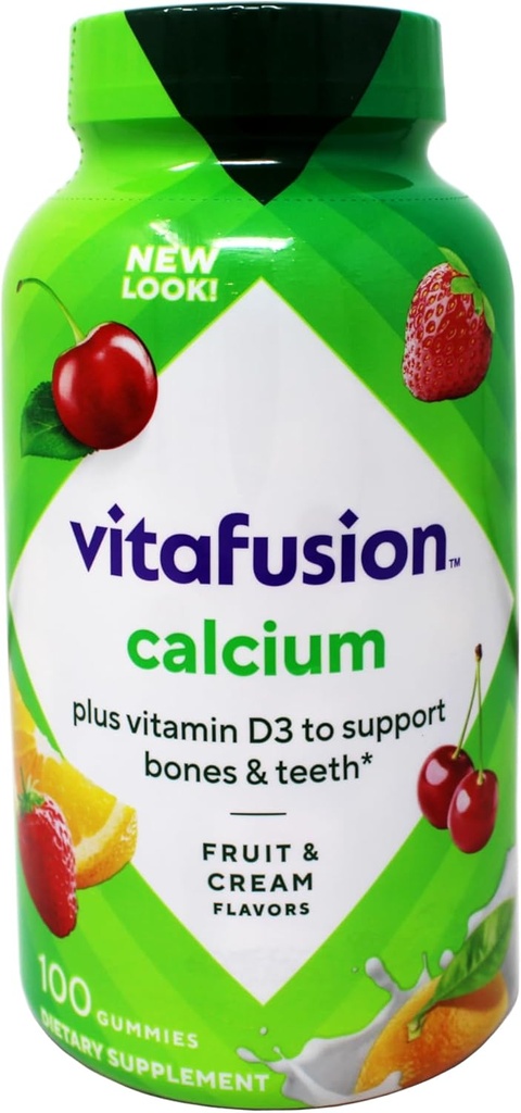 Vitafusion Vitamines gommy pour adultes au calcium, 100 vitamines gommy
