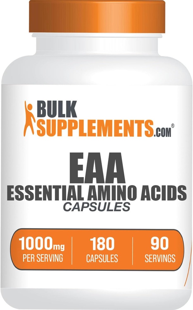 BulkSupplements.com Capsules d'acides aminés essentiels (AEA) - Supplément d'acides aminés - AEA Acides aminés - Capsules d'AEA - 1000 mg Servant - Approvisionnement de 90 jours (180 Capsules de gélatine)