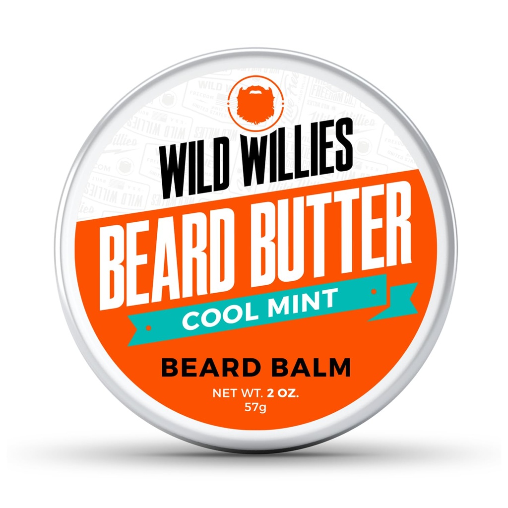 Baume à barbe haut de gamme Wild Willies pour hommes, Conditionneur de beurre avec ingrédients biologiques, favoriser la croissance, enlever les démangeaisons et les pellicules - Restaurer l'humidité - Menthe fraîche, 2 Oz