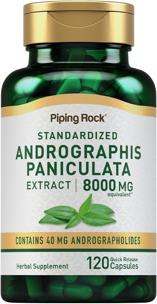 Piping Rock Andrographis Paniculata Extrait de 8000 mg de 120 capsules