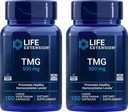 Extension de la durée de vie TMG 500mg, 100capsules de légumes liquides (paquet de 2) - Supplément à la triméthylglycine (Bétaïne glycine) - Sans gluten, sans OGM, végétarien