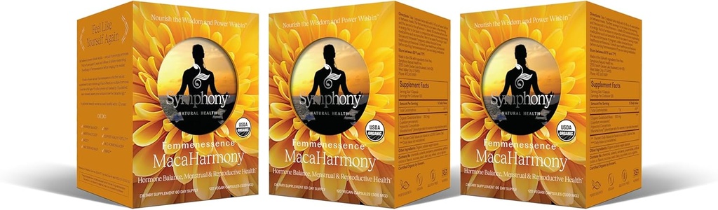 Femmenessence® MacaHarmony® – Soutien clinique de l'équilibre hormonal pour la santé menstruelle, le soulagement du SPM, l'humeur, la peau et la fertilité (360 capsules, 180 jours d'approvisionnement)