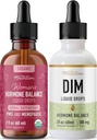 Liquid DIM Supplement & Herbal Hormone Balance Teinture de l'équilibre hormonal avec 100 mg DIM (25 portions) et PMS Menopause & Menstrual Support Liquide avec Cohosh Noir (60 portions)