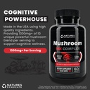 Complément complexe de champignons - Nootrope de cerveau naturel pour le bien-être cognitif, la clarté, le focus, la mémoire et le système immunitaire, 10 champignons Cordyceps, Reishi, Lions Mane, Turquie Tail