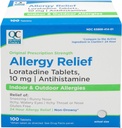 Choix de qualité 24 heures contre l'allergie Médecine, soulagement non somnolent pour allergies intérieures et extérieures, Loratadine 10mg Antihistamine, pour soulager les éternuements, Runny Nez, Itchy & Watery Yeux, 100 Comte