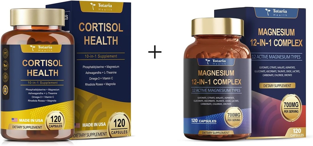 Totaria Cortisol Suppllemen+12 dans 1 Capsules de magnésium