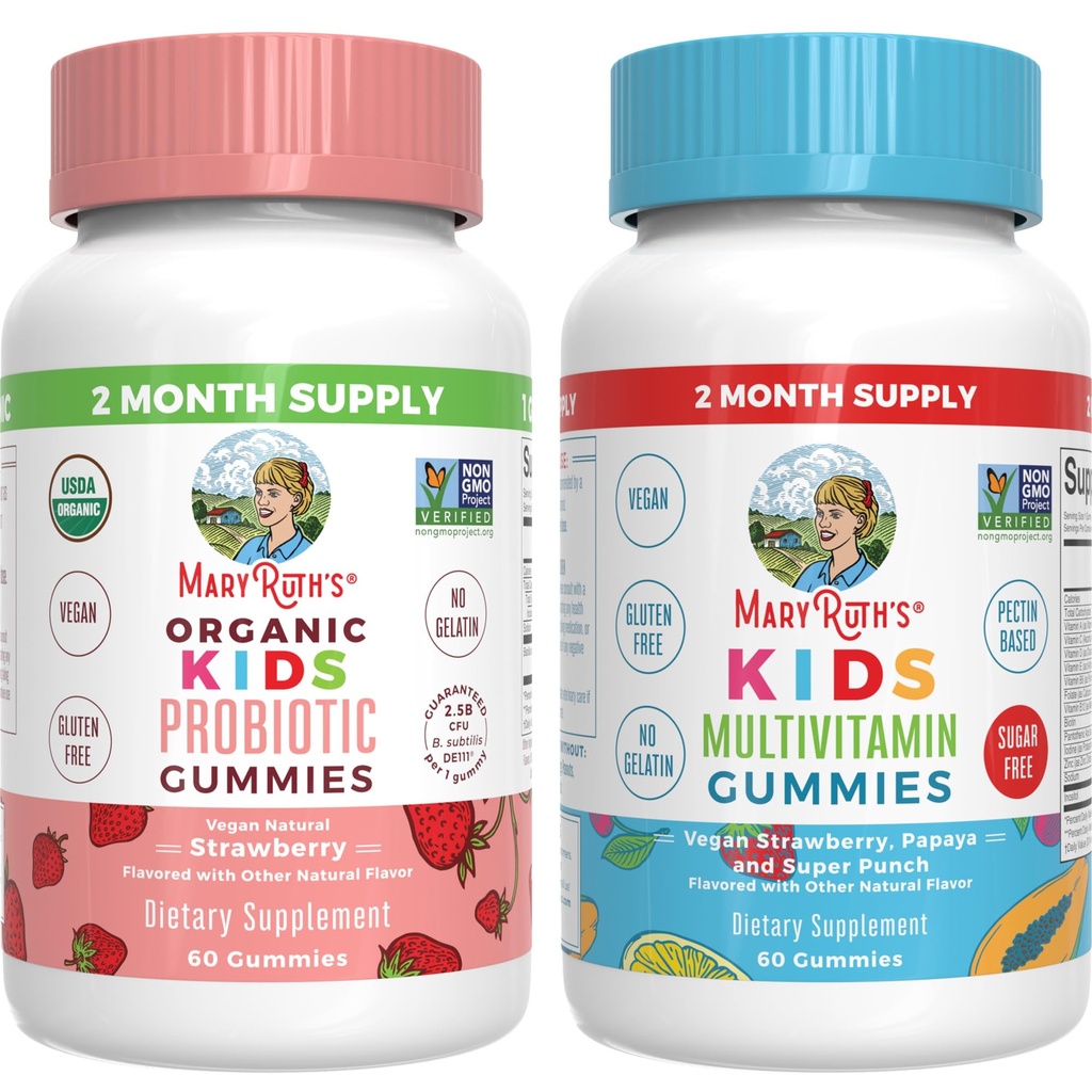 MaryRuth Organics Multivitamines et Gummées Probiotiques (Strawberry) pour les enfants