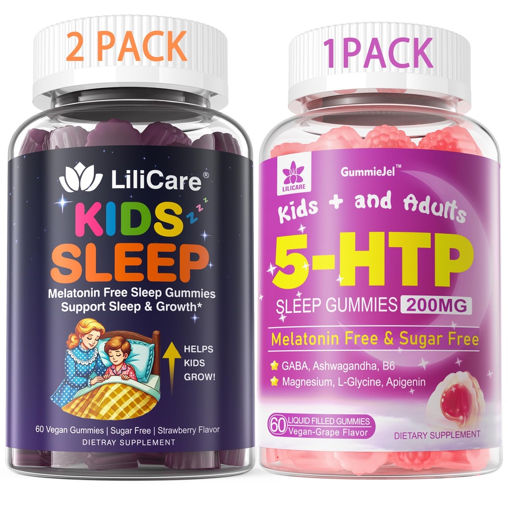 Gommies 5HTP avec glycinate de magnésium + Gommies de sommeil pour enfants - Gommies de glycinate de magnésium