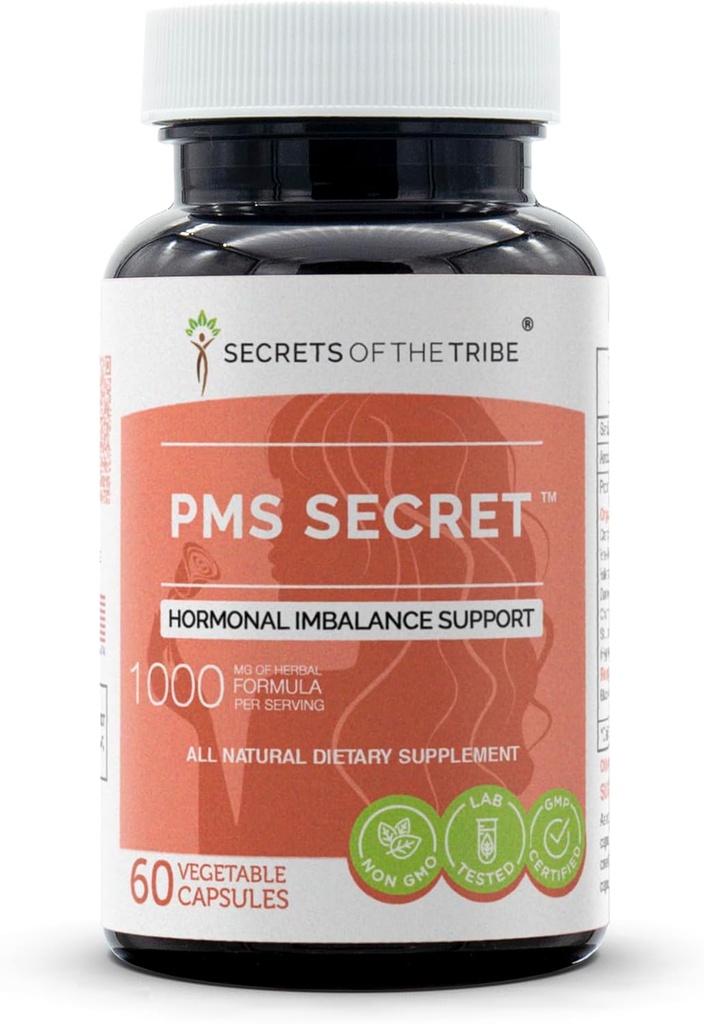 PMS Secret 60 Capsules, 1000 mg, Black Cohosh, Cramp, Vitex, Valerian, Dandelion, Chamomile, St. John's Wort. Hormonal Imbalance Support (60 Capsules)