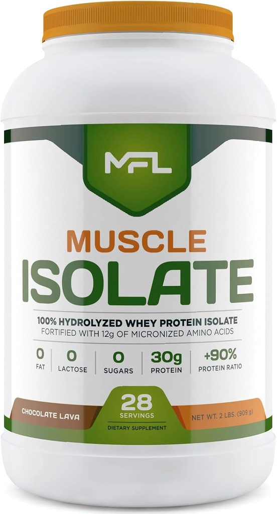 MFL 100% Isolate Protein l 30g of Protein l 12g Amino Acids l Keto Friendly l Low Carbs l 2 lbs. (Chocolate Lava)