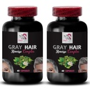 Rénovateur de cheveux - GRAY HAIR REVERSE - Couleur boost, Cheveux radiants, Renouveau de l'ombre des cheveux, Transformation des cheveux, Cheveux brillants, Aspect jeune, Couleur des cheveux riche, Brillance des cheveux, Couleur des cheveux frais 2Bot 120Caps