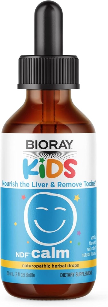 BIORAY Kids NDF Calme, Vanille - 2 fl oz - Nourish Le foie et enlever les toxines - Non-OGM, végétalien, sans gluten - 1-2 mois d'approvisionnement