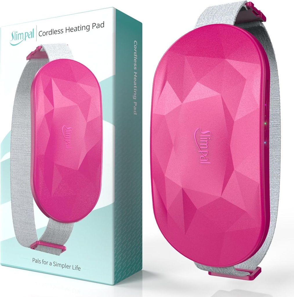 Pad de chauffage portable Slimpal pour les crampes d'époque, Rembourrage électrique sans fil de dos Belly Pad de chauffage pour le soulagement des crampes menstruelles, Rechargeable Heat Belt Cadeaux pour sa femme fille, Rose foncée