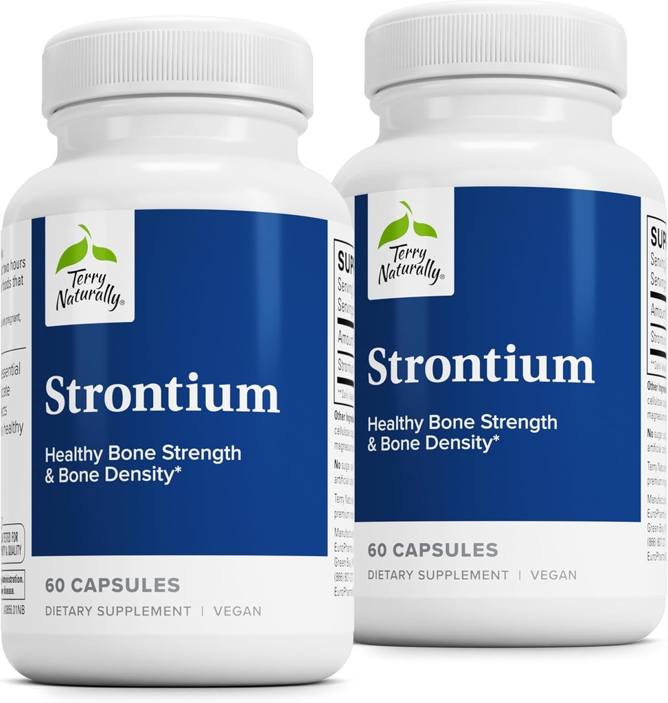 Terry naturellement Strontium - Supplément de soutien de la santé et de la force des os - Supplément avec capsules véganes - avec citrate de strontium pour absorption supérieure - 60 capsules (paquet de 2)