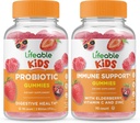 Lifeable Probiotic 2 Million CFU Kids + Immune Support Enfants, Gommies Bundle - Grande dégustation, supplément de vitamine, sans gluten, sans OGM, gommy à croquer