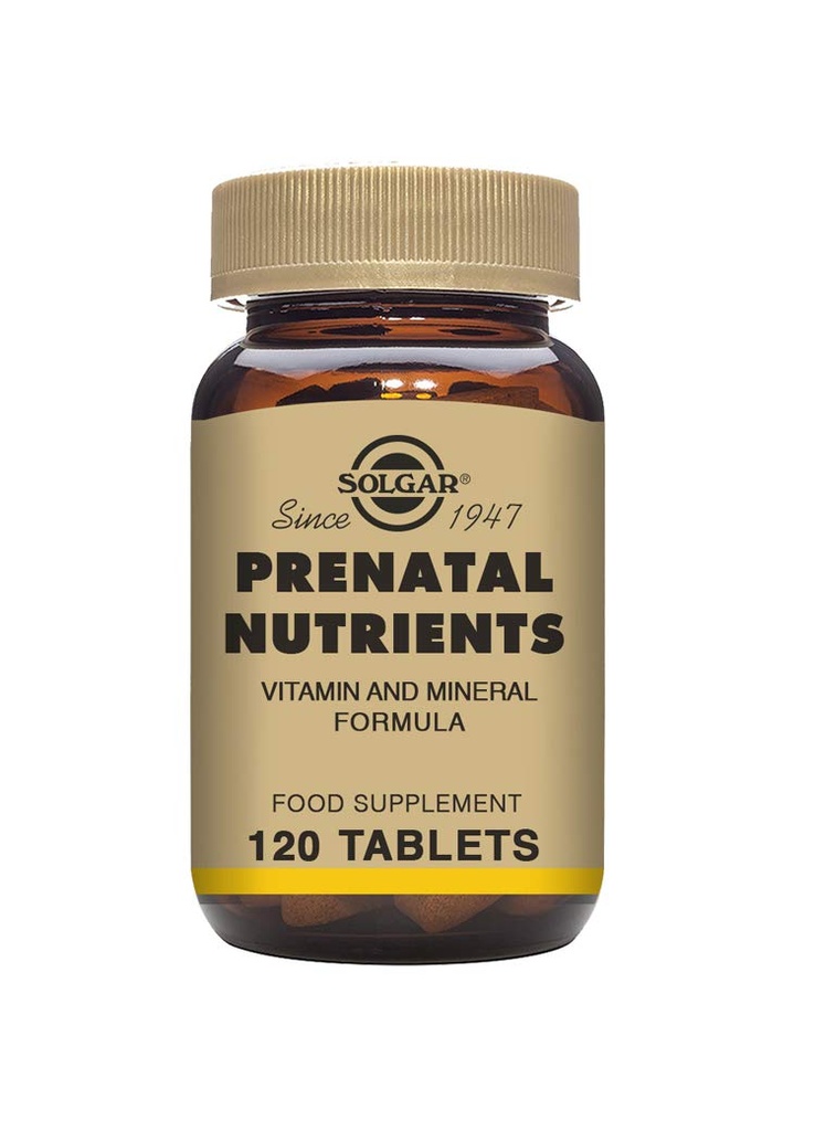 Solgar Nutriments prénatals - 120 comprimés - Multivitamines et préparations minérales pour femmes enceintes et allaitantes - Vegan, Kosher et sans gluten - 30 portions