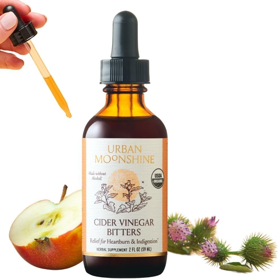 Morceaux de vinaigre de cidre de lune - certifié biologique - Reliefs Heartburn & Indigestion*- Production de jus digestif* - Détox doux* - Morceaux digestifs - Supplément sans gluten à base de plantes - 2 Fl Oz