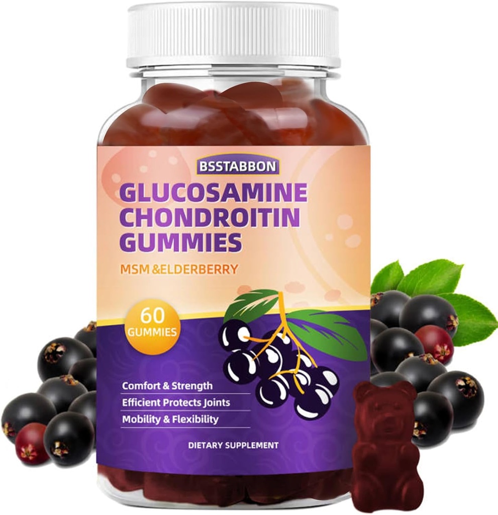 Glucosamine Chondroïtine Supplément Gummies pour hommes et femmes 60Gummies...