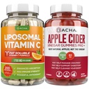 Ultimate Immune Boost Bundle - Vitamine Liposomique C et Cidre de pomme Gummées de vinaigre, détox et nettoyage, Weight Loss Support ACV avec mère, ventre amical, haute puissance Absorbyl Palmitate