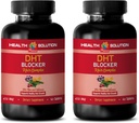Vitamines capillaires de croissance sans biotine - Complexe capillaire DHT Blocker - pour les hommes et les femmes - Soutenir la croissance des cheveux sains - Saw Palmetto Extract Capsules - 2 bouteilles 120 comprimés enduits