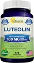 Lutéolin 100mg - 120 Capsules - Supplément de lutéolin et pilules complexes en poudre fréquemment prises avec Quercetin - Soutient la santé du cerveau et de la mémoire