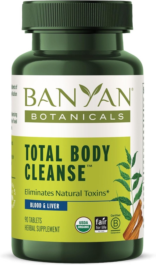 Banyan Botanicals Total Body Cleanse – Supplément de nettoyage biologique avec Amla & Manjistha – Soutient la digestion saine, la désintoxication et le nettoyage naturel* – 90 comprimés – Vegan non issu d'OGM