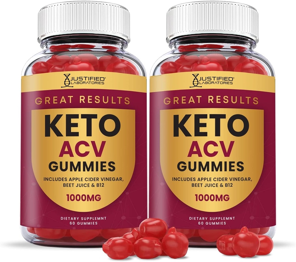 Laboratoires justifiés (2 Pack excellents résultats Gommies de vinaigre de cidre de pomme 1000MG Keto avec racine de ciboulette de jus de grenade B12 120 Gummys