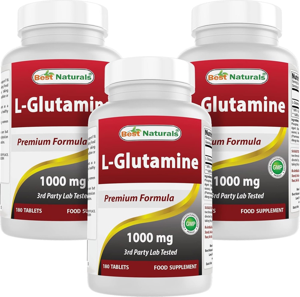 Best Naturals L-Glutamine 1000 mg 180 Comprimés (180 Nombre (paquet de 3))