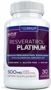 Resvératrol Platinum Antioxydants Supplément: Formule anti-vieillissement puissant avec Resvératrol Trans pur et naturel pour le soutien immunitaire, la vitalité et la santé du cerveau, 30 Capsules de Véggie sans gluten