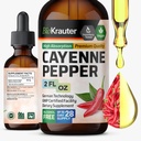 BIO KRAUTER® Cayenne Pepper Drops 684 mg - Pure Vegan Cayenne Pepper Suppléments 2 Fl.Oz 28 jours d'approvisionnement - Capsaicin naturel pour le soutien digestif - Sans alcool et sans sucre, sans OGM