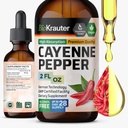 BIO KRAUTER® Cayenne Pepper Drops 684 mg - Pure Vegan Cayenne Pepper Suppléments 2 Fl.Oz 28 jours d'approvisionnement - Capsaicin naturel pour le soutien digestif - Sans alcool et sans sucre, sans OGM