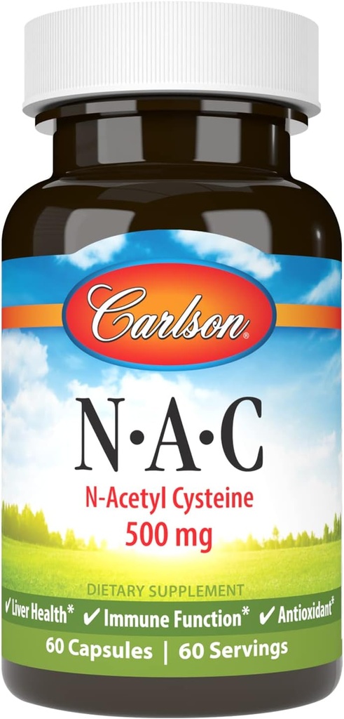 Carlson Labs NAC N-acétyl Cystéine, 500 mg, 60 gélules