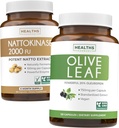 Nattokinase & Olive Leaf (6-Meth Supply) Flow & Wellness Mix - Nattokinase 2000 FU Puissant soja naturellement fermenté (6-Meth Supply) & extrait de feuille d'olive Super résistance avec 20% Oleuropein