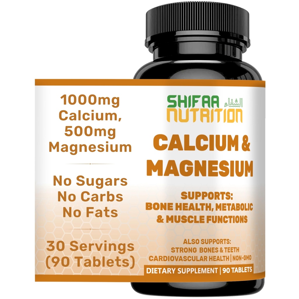 SHIFAA NUTRITION Calcium halal supplément de magnésium avec/vitamine D3.